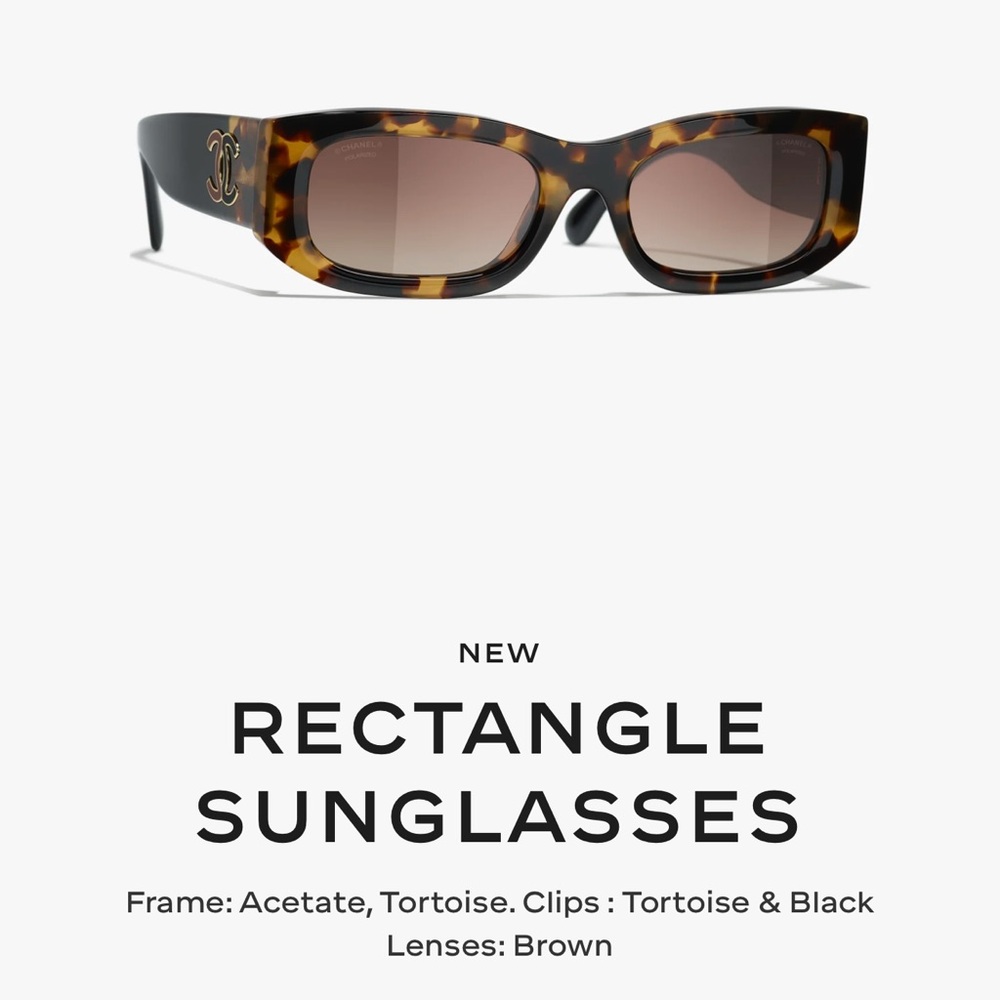 CHANEL Rectangle Tortoiseshell Sunglasses | Polarized | Like New